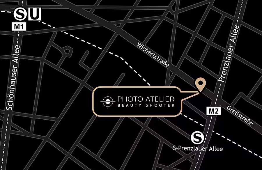 Anfahrtskarte zum Photo Atelier Beauty Shooter in der Wichertstraße 41, Berlin Prenzlauer Berg